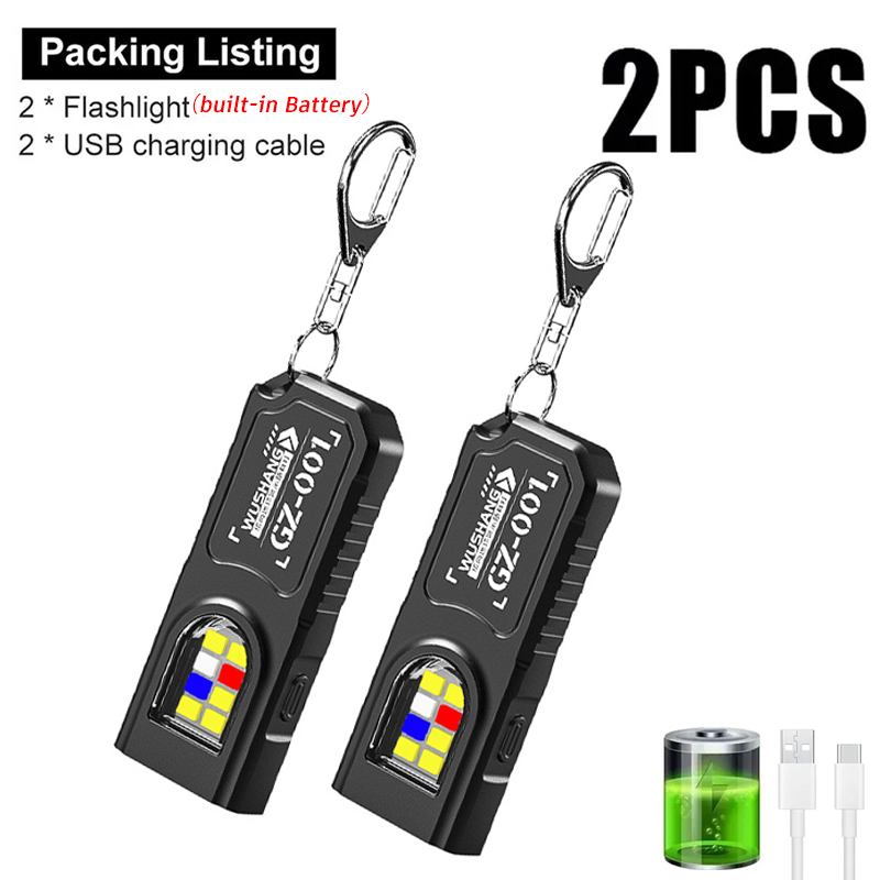 Outdoor Camping Adventure Lamp - Multifunctional Keychain Flashlight USB Rechargeable Mini