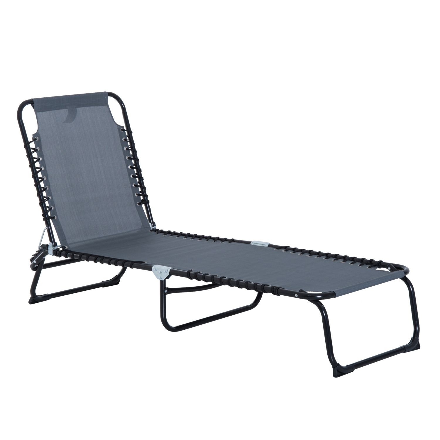 Folding Chair - Folding Chaise Lounge Chair, 4-Position Backrest,