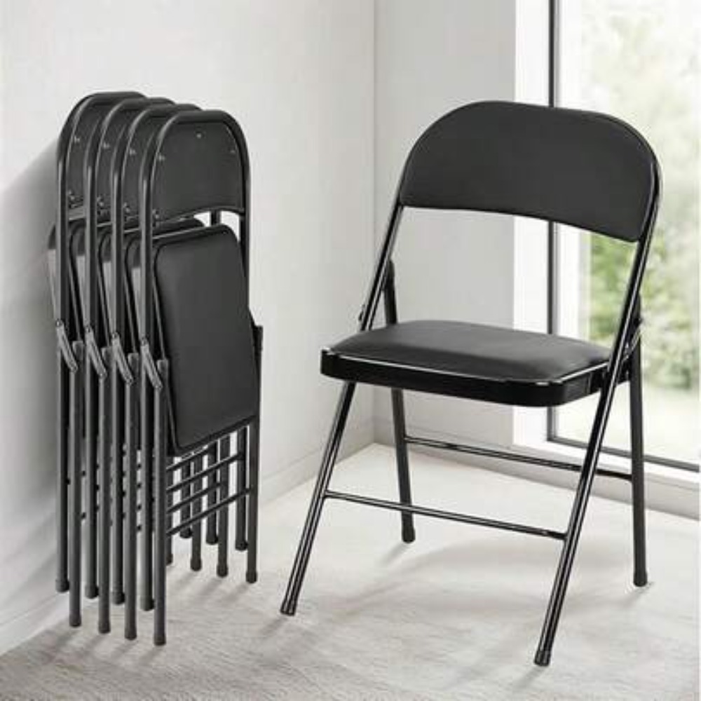 Folding Chair - Folding Chair 4 Pack Leather Padded