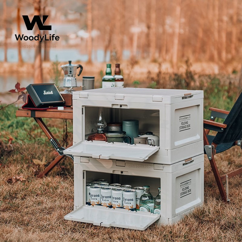 Japanese Outdoor Camping - Foldable Camping Storage Box with Wooden