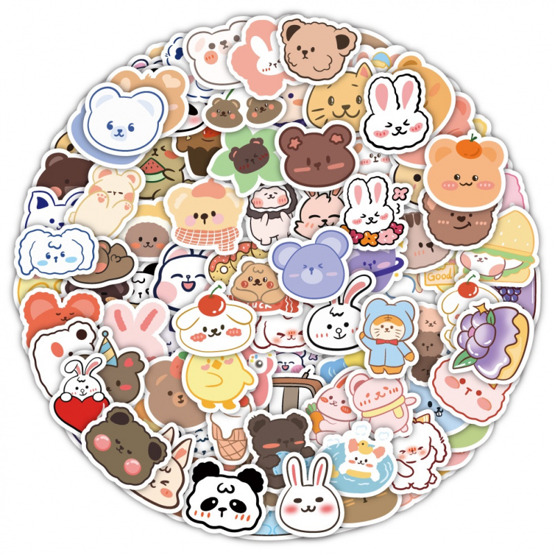 100pcs Cute  Bear Stickers Vin - Bear Canister ulasan dan harga