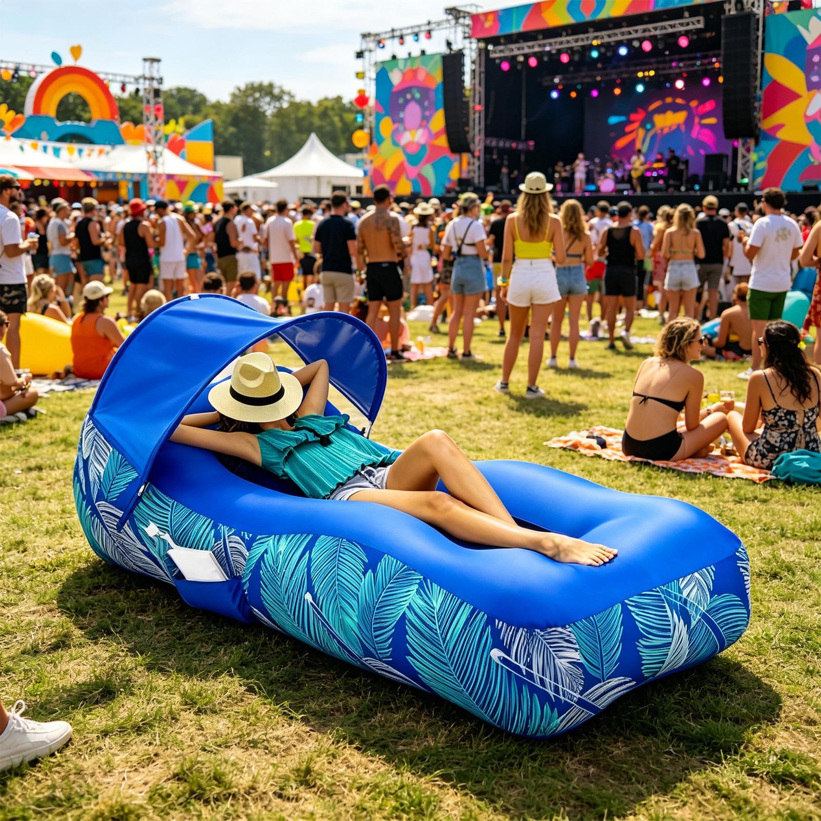Inflatable Lounger with Sunsha - Outdoor Camping Canopy ulasan dan harga