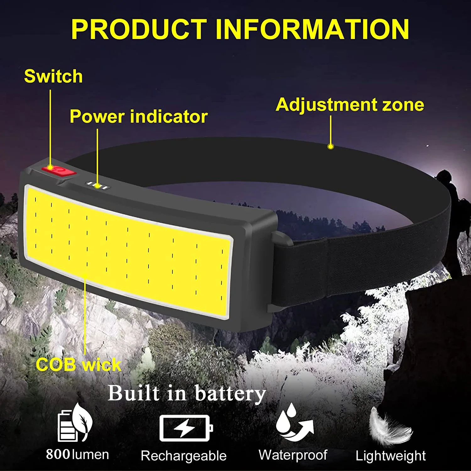 COB Portable LED Headlights Ou - Outdoor Camping Adventure Lamp ulasan dan harga