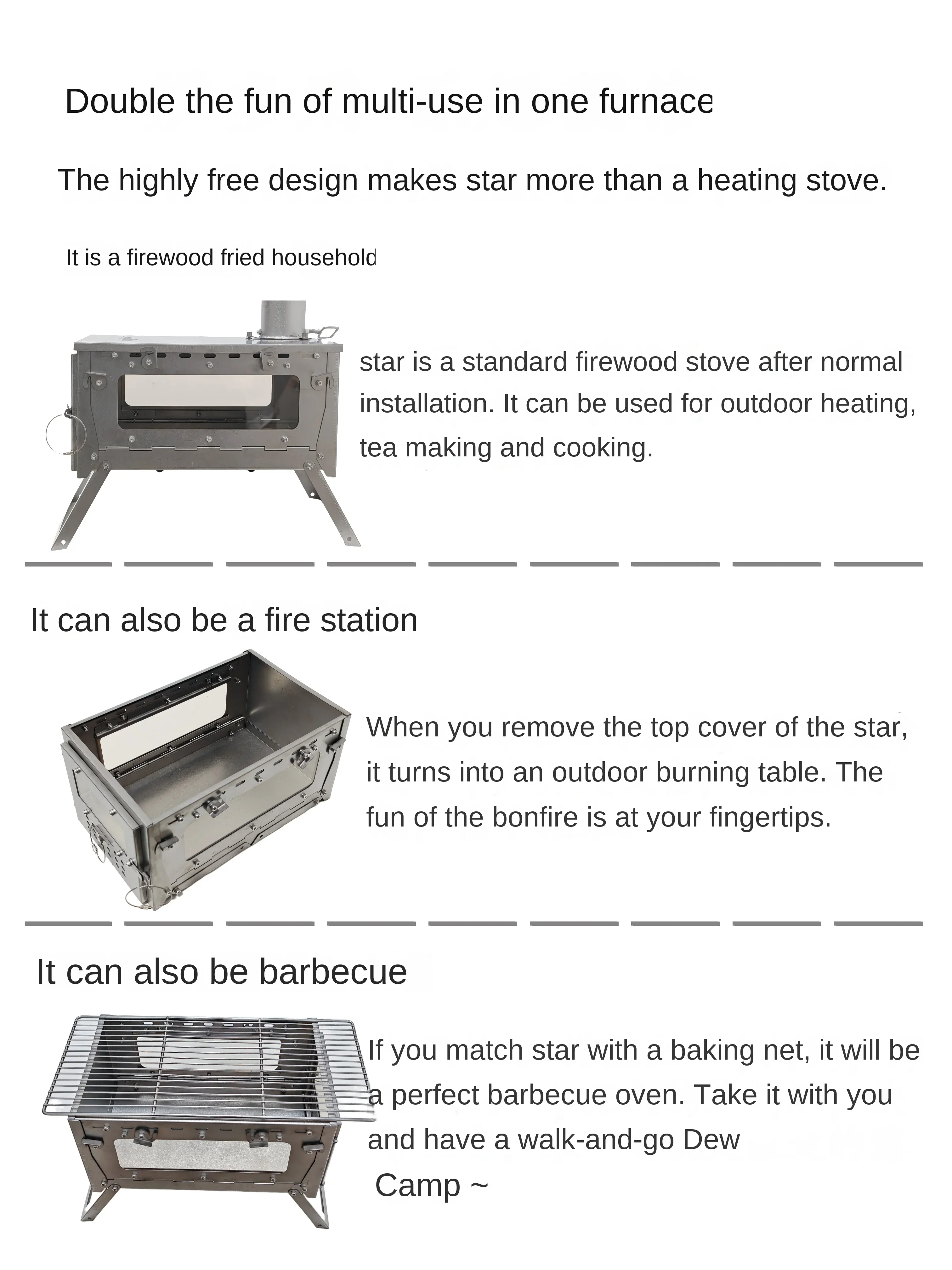 WT Star Ti Titanium Alloy Fold - Outdoor Camping Stove Wood ulasan dan harga