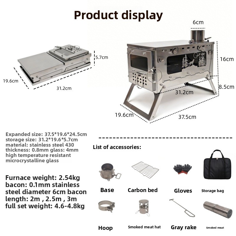 Stainless Steel Foldable Porta - Outdoor Camping Stove Wood ulasan dan harga