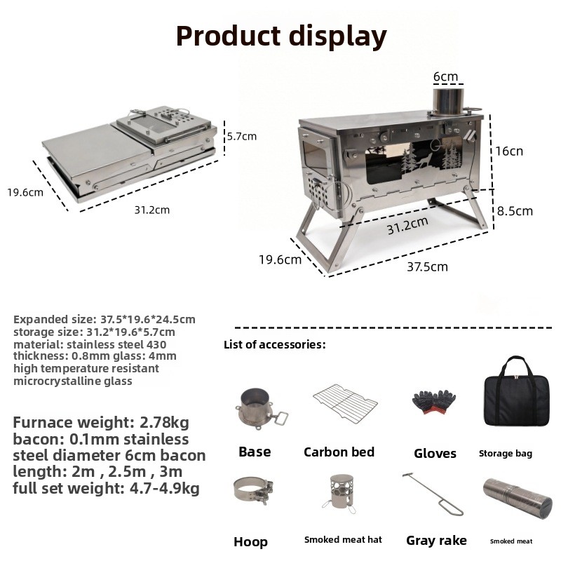 Stainless Steel Foldable Porta - Outdoor Camping Stove Wood ulasan dan harga
